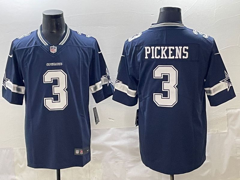 Men 2025 Dallas Cowboys #3 Pickens Drak Blue Nike Limited NFL Jersey style 1